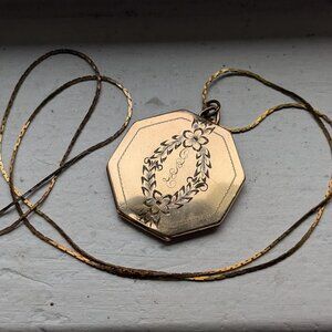 Antique Gold Filled Octagonal locket by B.MFG Co. with 14k GF chain